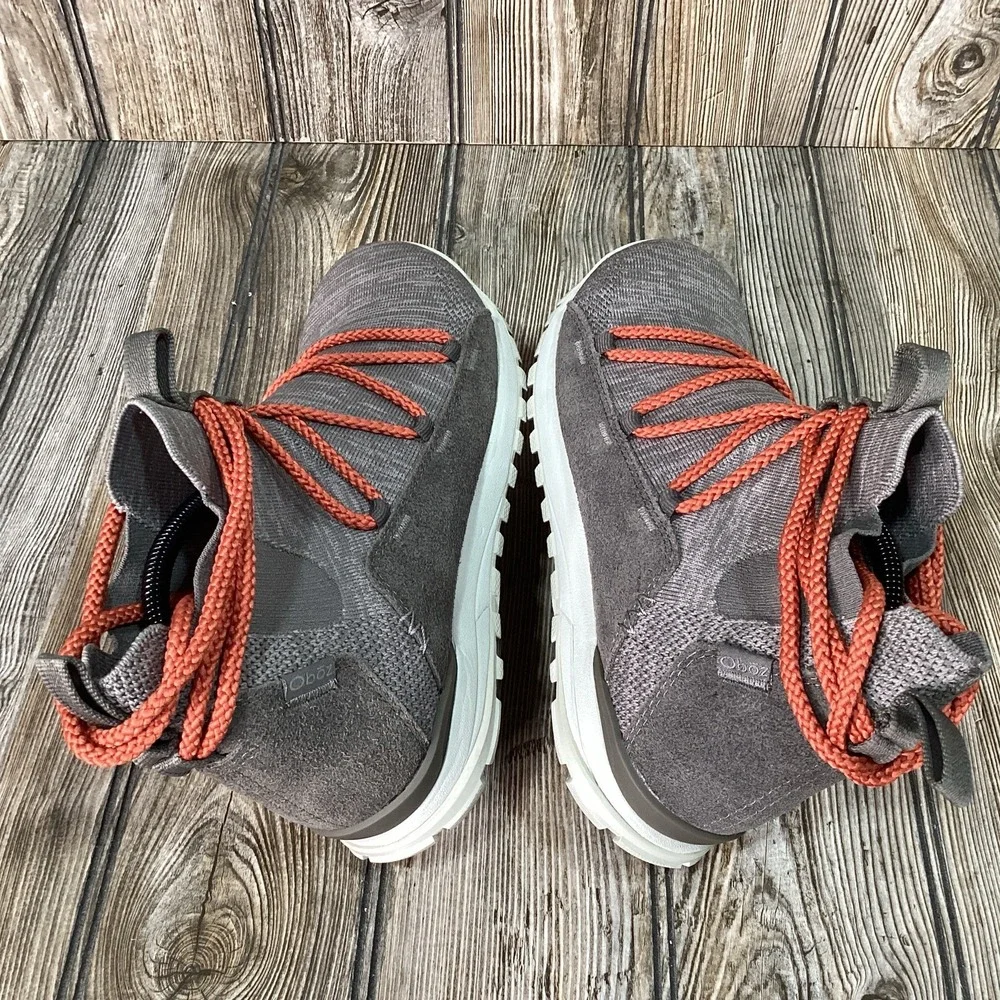 Oboz Womens Lena Mid Hiking Boots Stretch Knit Lace Up Shoes Gray Size 9.5 NEW